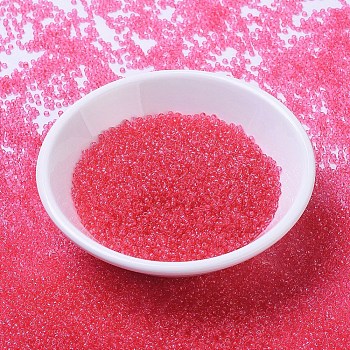 MIYUKI Round Rocailles Beads, Japanese Seed Beads, (RR1308) Dyed Transparent Bubble Gum Pink, 11/0, 2x1.3mm, Hole: 0.8mm, about 5500pcs/50g