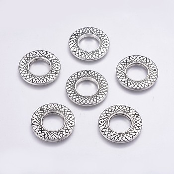 CCB Plastic Pendants, Textured, Ring, Antique Silver, 34.5x3.5mm, Hole: 1.5mm