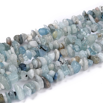 Natural Aquamarine Beads Strands, Chip, 5~13x5~8mm, Hole: 0.7mm, 31.50''(80cm)(G-M377-01)