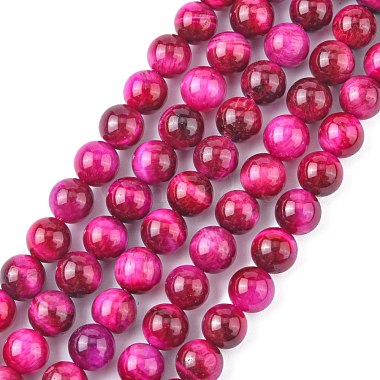 8mm Magenta Round Tiger Eye Beads