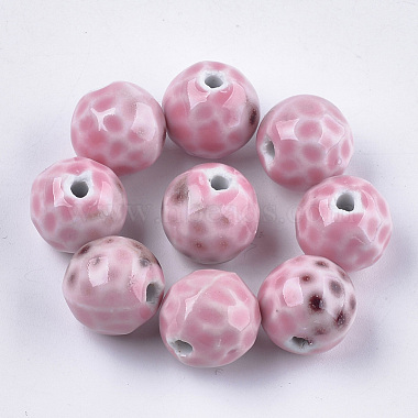 16mm Pink Round Porcelain Beads