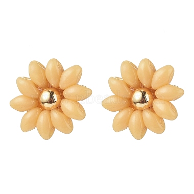 PeachPuff Flower Seed Beads Stud Earrings