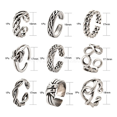 9Pcs 9 Style Alloy Cuff Finger Rings(RJEW-LS0001-28AS)-3