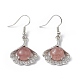 Gemstone Ginkgo Leaf Dangle Earrings with Crystal Rhinestone(EJEW-A092-03P)-3