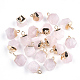 Electroplate Natural Rose Quartz Star Cut Round Charms(G-S344-08H)-1