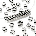 Brass Rhinestone Spacer Beads, Square, Nickel Free, Green, Silver Color Plated, 6mmx6mmx3mm, hole: 1mm(X1-RSB072-12S)