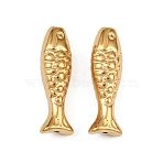 304 Stainless Steel Beads, Fish, Ion Plating(IP), Real 18K Gold Plated, 17.5x5.5x5mm, Hole: 0.7mm(STAS-A132-01B-G)