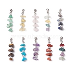 10Pcs 10 Styles Natural & Synthetic Mixed Gemstone Chip Electroplate Non-magnetic Synthetic Hematite Beaded Pendants, with 304 Stainless Steel Tube Bails, Mixed Dyed and Undyed, Stainless Steel Color, 38mm, Hole: 2mm, 1pc/style(PALLOY-JF03856)