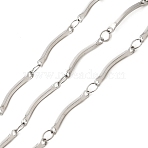 304 Stainless Steel Scalloped Bar Chains, Soldered, with Spool, Stainless Steel Color, 15.5x2x1mm(CHS-B015-05P)