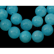 Natural Yellow Jade Beads Strands, Round, Dyed, Turquoise, about 6mm in diameter, hole: 1mm, about 68 pcs/strand, 16 inch(X-JBR6mm-5)