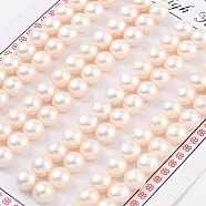 Grade 6A Natural Cultured Freshwater Pearl Beads, Half Drilled, Half Round Beads, White, 7~7.5x5mm, Hole: 1mm(PEAR-N018-6A-7075A)