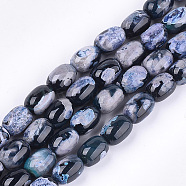 Natural Fire Crackle Agate Beads Strands, Dyed, Barrel, Royal Blue, 17~18x13mm, Hole: 1mm, about 22pcs/strand, 15.3 inch(X-G-T121-03A)