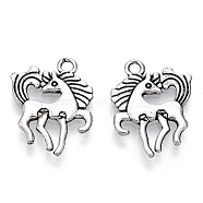 Tibetan Style Alloy Pendants, Cadmium Free & Lead Free, Horse, Antique Silver, 19x16x1.5mm, Hole: 1.8mm, about 815pcs/1000g(TIBE-R317-001AS-LF)