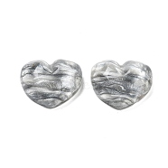 Translucent Resin Decoden Cabochons, Water Ripple Peach Heart with Glitter Powder, Gray, 17.5x21x8.5mm(CRES-M001-05A-02)