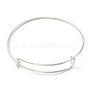 Adjustable Iron Expandable Bangle Making, Cadmium Free & Lead Free, Silver, 2-1/2 inch(65mm)(BJEW-YW0001-06S)