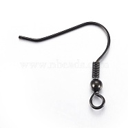 Stainless Steel Earring Hooks, with Horizontal Loop, Electrophoresis Black, 20.5x21mm, Hole: 2.5mm, 22 Gauge, Pin: 0.6mm(STAS-L211-16-B)