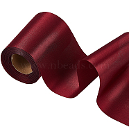 20M Polyester Satin Ribbon, Christmas Ribbon, For Opening Ceremony, Wedding Party Decoration, Dark Red, 4 inch(100mm), about 21.87 Yards(20m)/Roll(OCOR-WH036-23C)