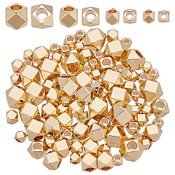 100Pcs 4 Styles Brass Spacer Beads, Polygon, Real 14K Gold Plated, 2.5~5x2.5~5x2.5~5mm, Hole: 1.2~2.4mm(KK-WR0001-52)