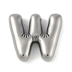 Anti-Tarnish 304 Stainless Steel Pendants, Letter W, 18x20x5mm, Hole: 2mm(STAS-K256-25W-P)