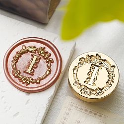 Golden Tone Wax Seal Brass Stamp Head, Flower with Letter Pattern, for Wax Seal Stamp, Letter I, 24x14mm, Inner Diameter: 7mm(DIY-B079-01G-I)