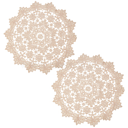 Polyester Cup Mats, Hollow Lace Flower Coaster, PapayaWhip, 350x1mm(AJEW-WH0347-02B)