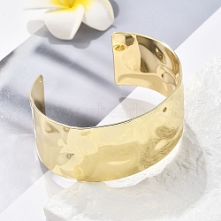 Hammered Brass Cuff Open Bangles, Long-Lasting Plated, Golden, Inner Diameter: 2-1/2x2 inch(6.4x5cm), 30mm(BJEW-M060-02G)