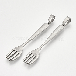 304 Stainless Steel Big Pendants, Fork Shape, Stainless Steel Color, 50x9x2mm, Hole: 7x4mm(STAS-T045-29P)