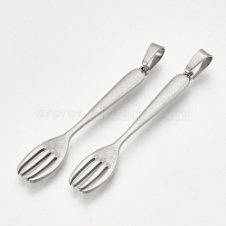 Non-Tarnish 304 Stainless Steel Big Pendants, Fork Shape, Stainless Steel Color, 50x9x2mm, Hole: 7x4mm(STAS-T045-29P)