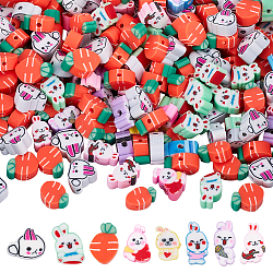 200Pcs Cartoon Handmade Polymer Clay Beads, Easter Themes, Mixed Color, 9~12x5~9.5x4~5mm, Hole: 1.6~1.8mm(CLAY-SP0001-04)