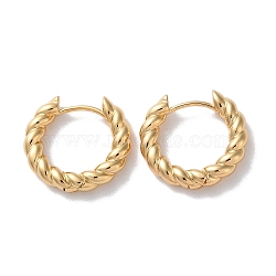 Twist Rings Brass Hoop Earrings for Women, Real 18K Gold Plated, 20x3.5mm(EJEW-B056-15G)