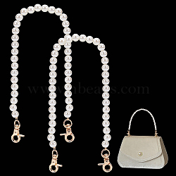 Elite 2Pcs ABS Plastic Imitation Pearl Beaded Bag Straps, with Light Gold Zinc Alloy Swivel Clasps, for Bag Replacement Accessories, White, 41cm(AJEW-PH0003-99A)