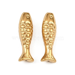 304 Stainless Steel Beads, Fish, Ion Plating(IP), Real 18K Gold Plated, 17.5x5.5x5mm, Hole: 0.7mm(STAS-A132-01B-G)