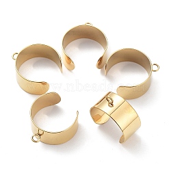 Stainless Steel Open Cuff Finger Ring Components, Loop Ring Base, Golden, US Size 8 1/2(18.5mm), 10mm, Hole: 2.4mm(X-STAS-WH0029-40B-G)