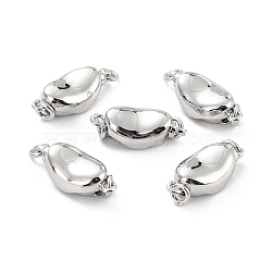 Anti-Tarnish Rhodium Plated 925 Sterling Silver Box Clasps, Ingot, Platinum, 7x16x5mm, Hole: 2mm(STER-Z001-105B-S)