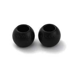 201 Stainless Steel European Beads, Large Hole Beads, Rondelle, Black, 10x8mm, Hole: 5mm(STAS-N020-03-10mm-EB)