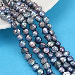 Natural Cultured Freshwater Pearl Beads Strands, Two Sides Polished, Grade 2A+, Dyed, Colorful, 7~8mm, Hole: 0.7mm, about 47~49pcs/strand, 13.19''~13.58''(33.5~34.5cm)(PEAR-P064-20B-02B)