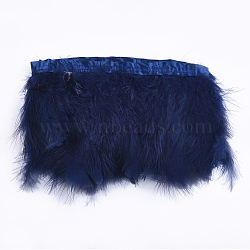 Turkey Feather Fringe Trimming, Costume Accessories, Dyed, Marine Blue, 120~180mm, about 2m/bag(FIND-T037-03C)