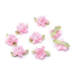 Handmade Woven Costume Accessories, Flower, Pink, 33x27x12mm(WOVE-QS19-1)