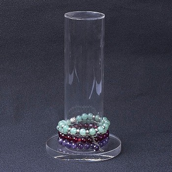 Organic Glass Vertical Tower Jewelry Bracelet Display Stand, Bracelet Holder, Column, Clear, 51x18mm
