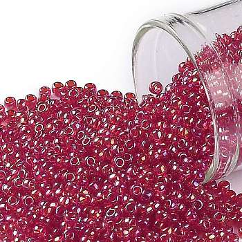 TOHO Round Seed Beads, Japanese Seed Beads, (165C) Transparent AB Ruby, 11/0, 2.2mm, Hole: 0.8mm, about 50000pcs/pound