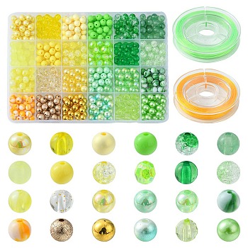 DIY Stretch Bracelet Making Kit, Including Round Acrylic & Plastic Imitation Pearl Beads, Elastic Thread, Mixed Color, Beads: 7.5~8x7~8mm, Hole: 1~2mm, 600Pcs/set