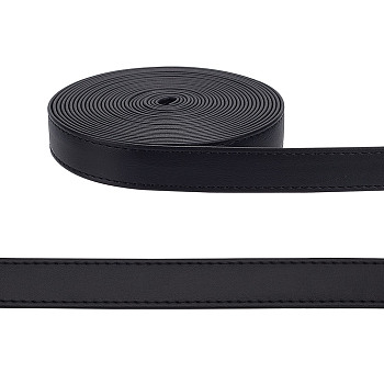 5M Flat PU Imitation Leather Cord, for Bag Strap Making, Black, 3/4 inch(20mm), about 5.47 Yards(5m)/Roll