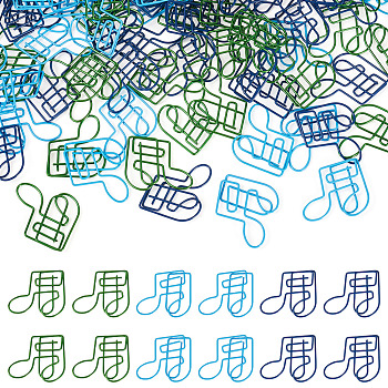 90Pcs 3 Colors PET Plastic Paper Clip, Musical Note, Mixed Color, 27.5x32.5x2.5mm, 30pcs/color
