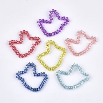 Plastic Telephone Cord Elastic Hair Ties, Ponytail Holder, Bird, Mixed Color, 40~43x50~52x6~7mm