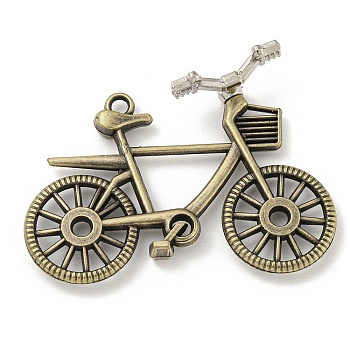 Tibetan Style Alloy Pendants, Bicycle, Antique Bronze, 47x35x18mm, Hole: 2mm