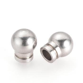 304 Stainless Steel Cord Ends, End Caps, Stainless Steel Color, 9x7mm, Hole: 3mm