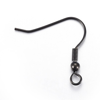 Stainless Steel Earring Hooks, with Horizontal Loop, Electrophoresis Black, 20.5x21mm, Hole: 2.5mm, 22 Gauge, Pin: 0.6mm