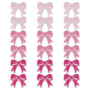 18Pcs 3 Colors Computerized Embroidery Cloth Iron on/Sew on Patches, Costume Accessories, Appliques, Bowknot, Mixed Color, 20x23x2mm, 6pcs/color