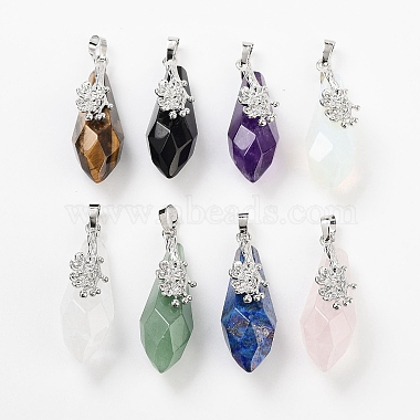 Platinum Teardrop Mixed Stone Pendants