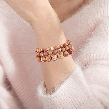 Ensemble de bracelets extensibles en perles rondes en jaspe impérial naturel de taille 3 pièces 3(BJEW-SW00064-29)-5